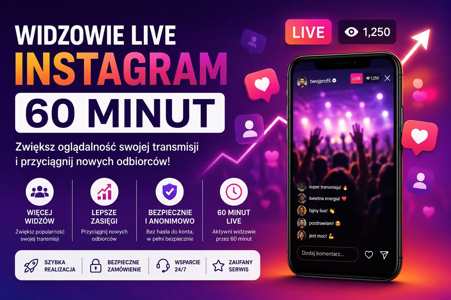 Widzowie Live Instagram 60 Minut - Lajkujto